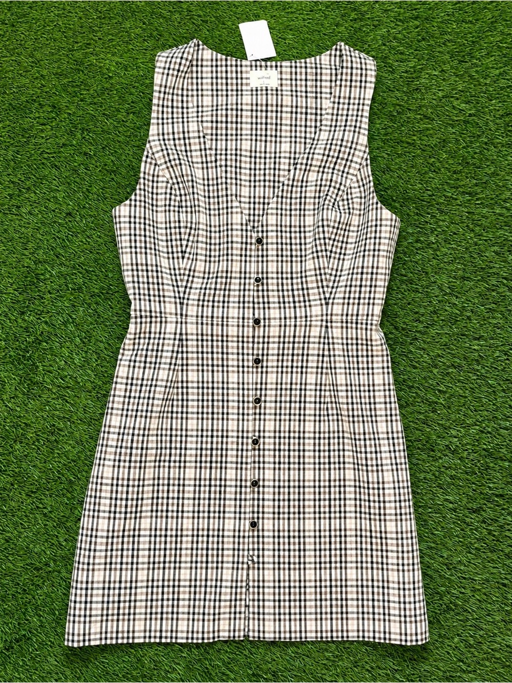 Wilfred Aritzia Gingham Button Front Mini Dress Size 6